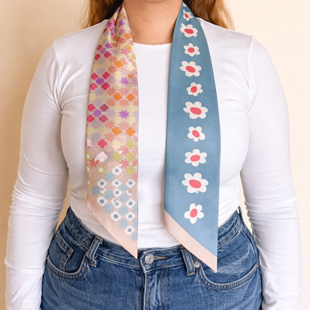 Small silk twilly spring flowers