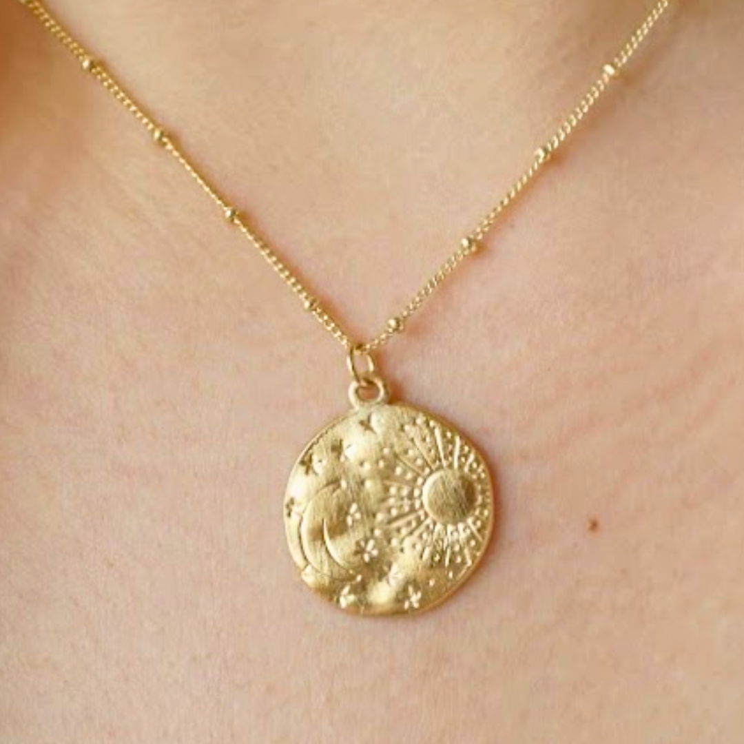 Sun and Moon medal necklace