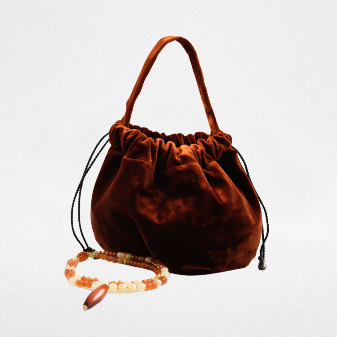 Borsetta da sera in velluto mattone