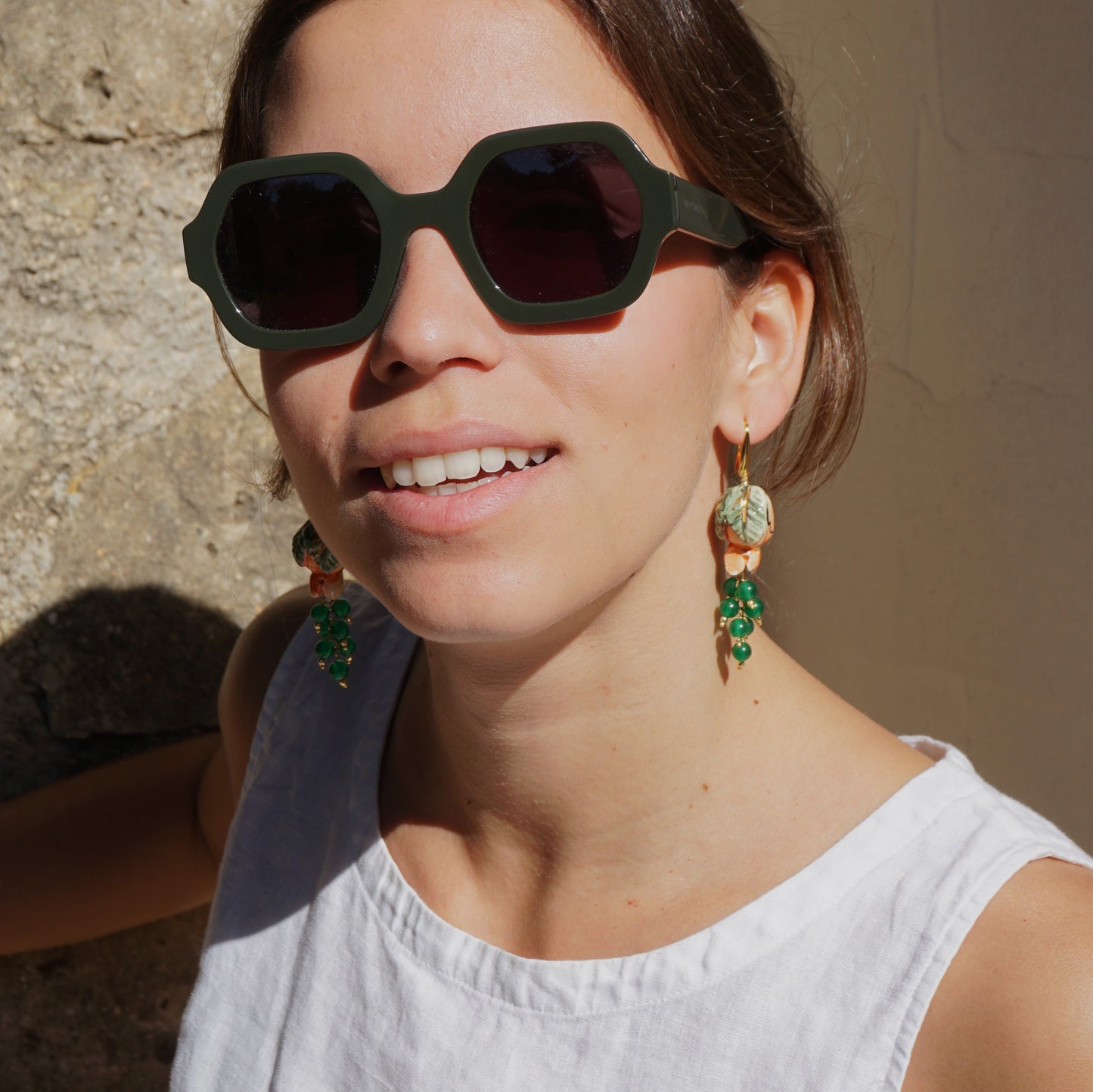 Pendientes granada con perla
