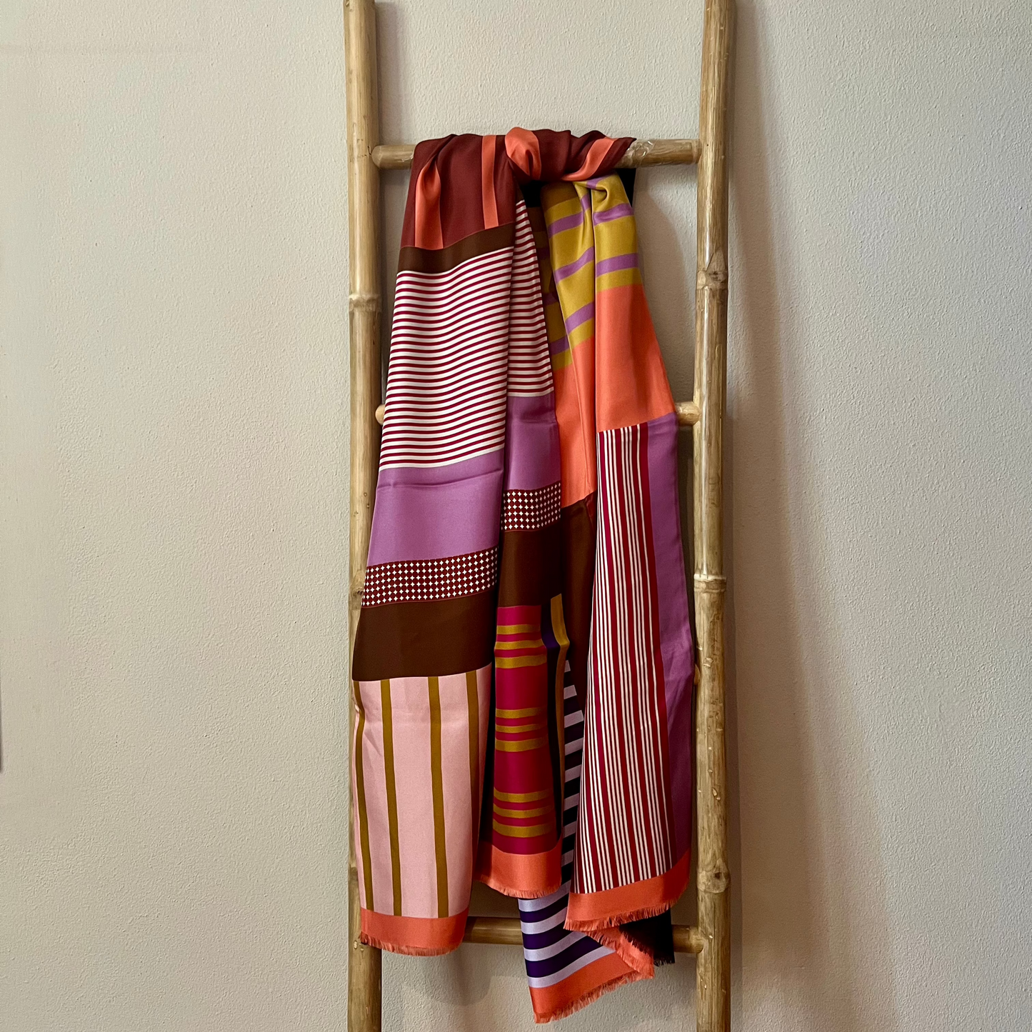 Fular doble lana y seda Rayas