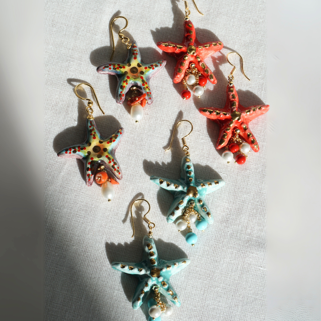 Pendientes de cerámica Estrellas de Mar