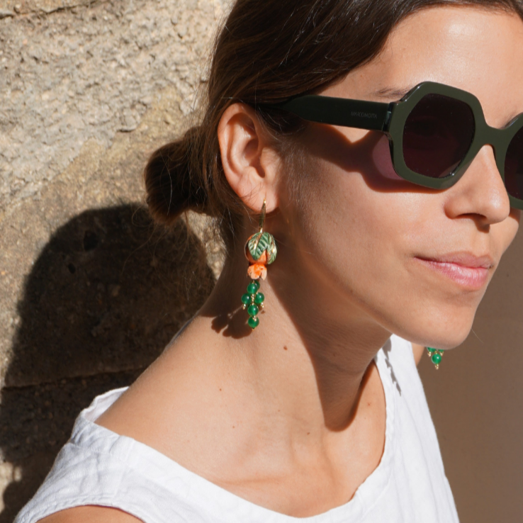 Pendientes granada con perla