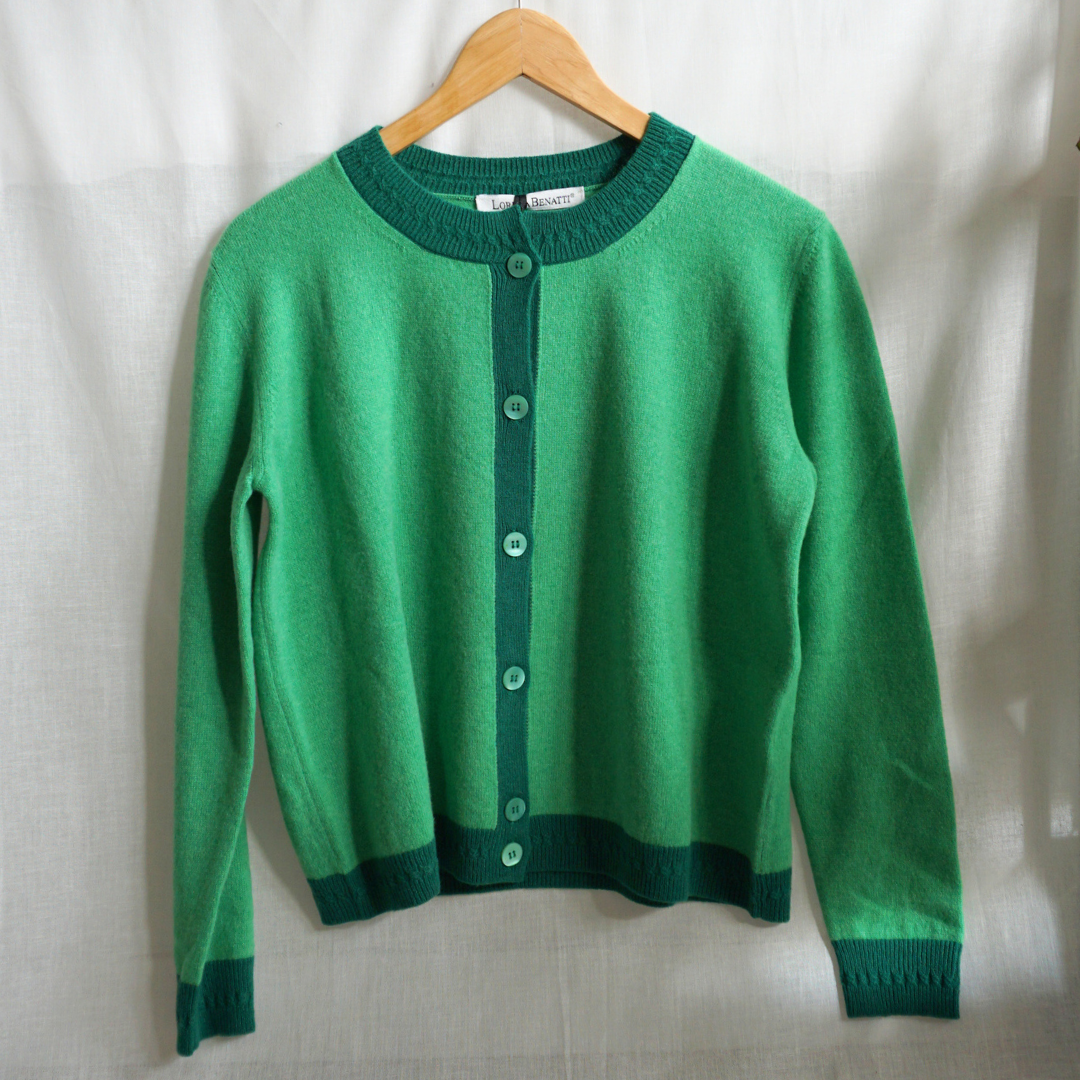 Suéter twinset cashmere verde Lorena Benatti