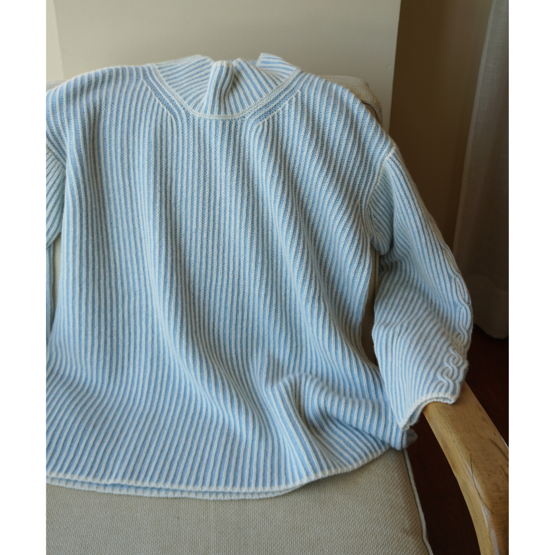 Maglia collo a camino bicolore