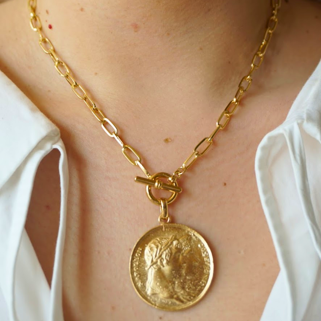 Roman medallion necklace