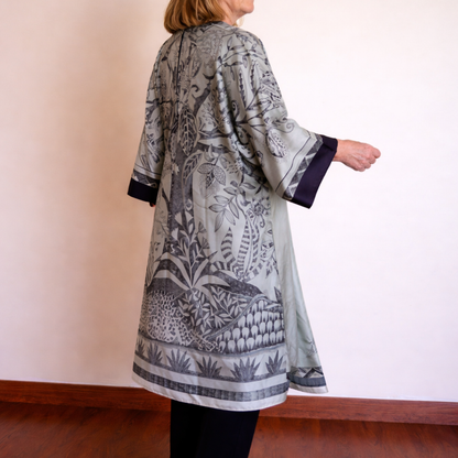 Silk kimono with a tree of life design