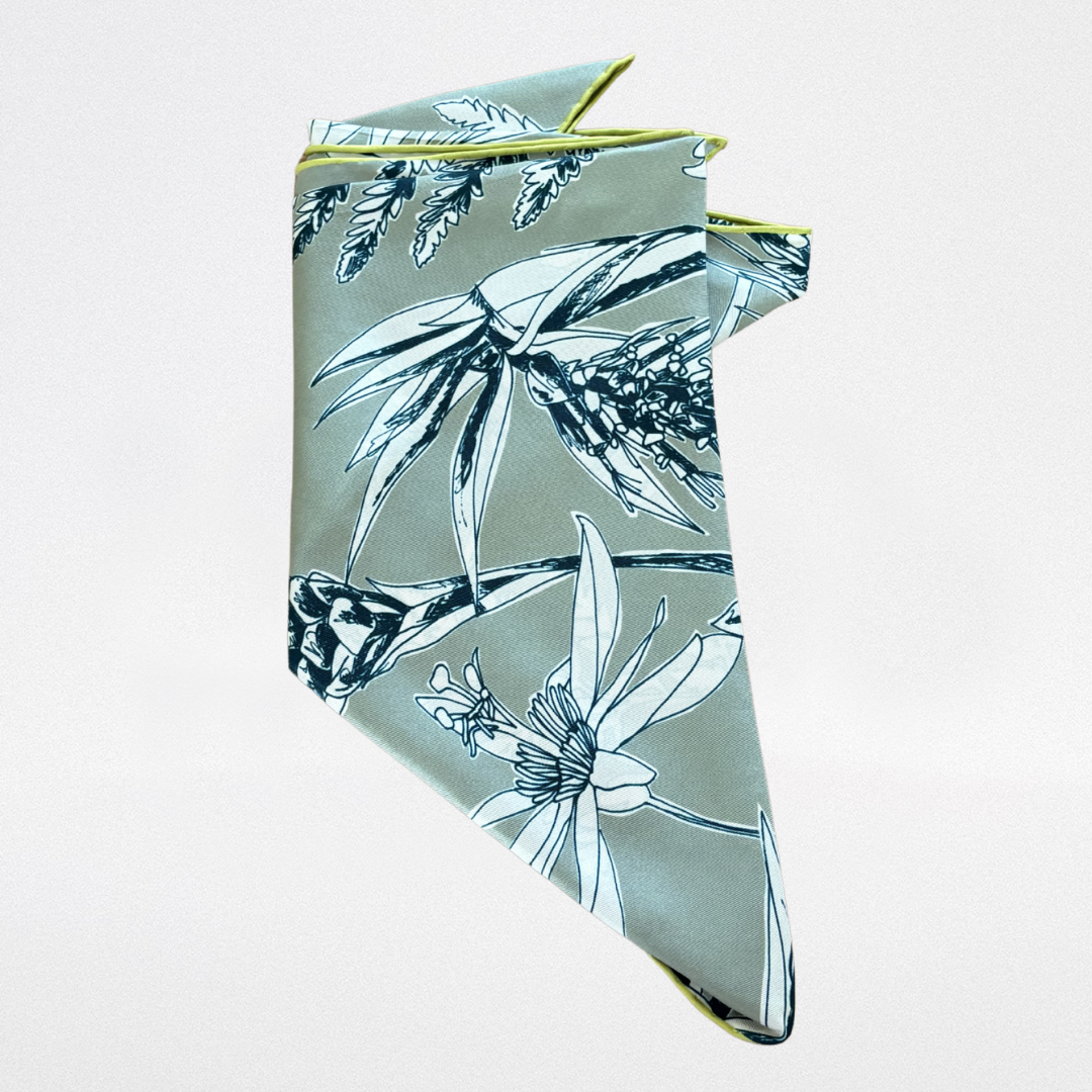 Triangular silk twill scarf