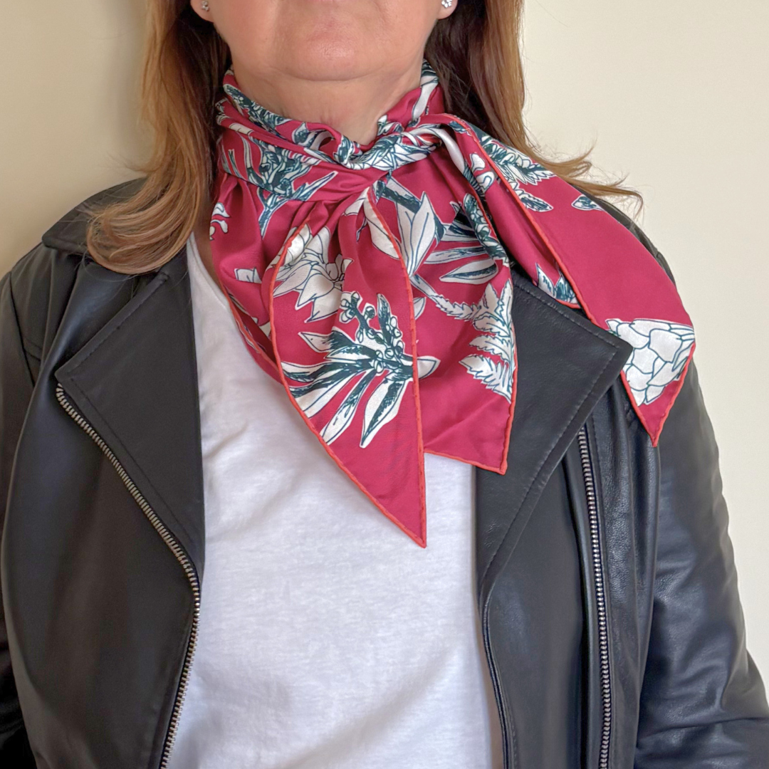 Triangular silk twill scarf