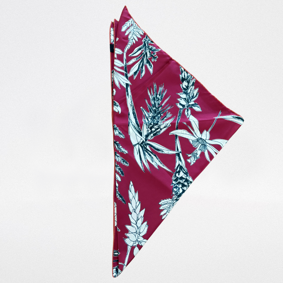 Triangular silk twill scarf
