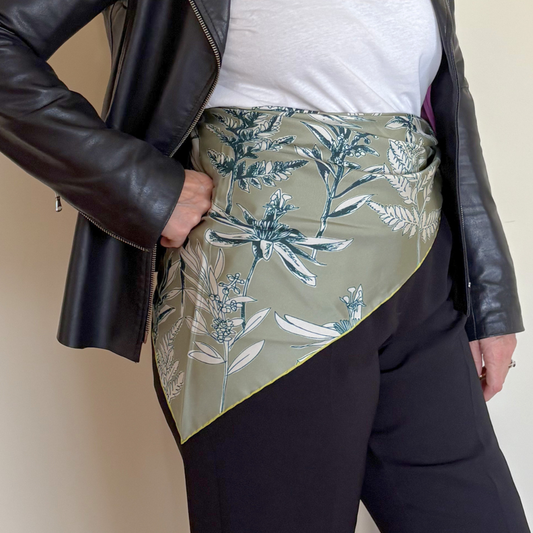 Triangular silk twill scarf