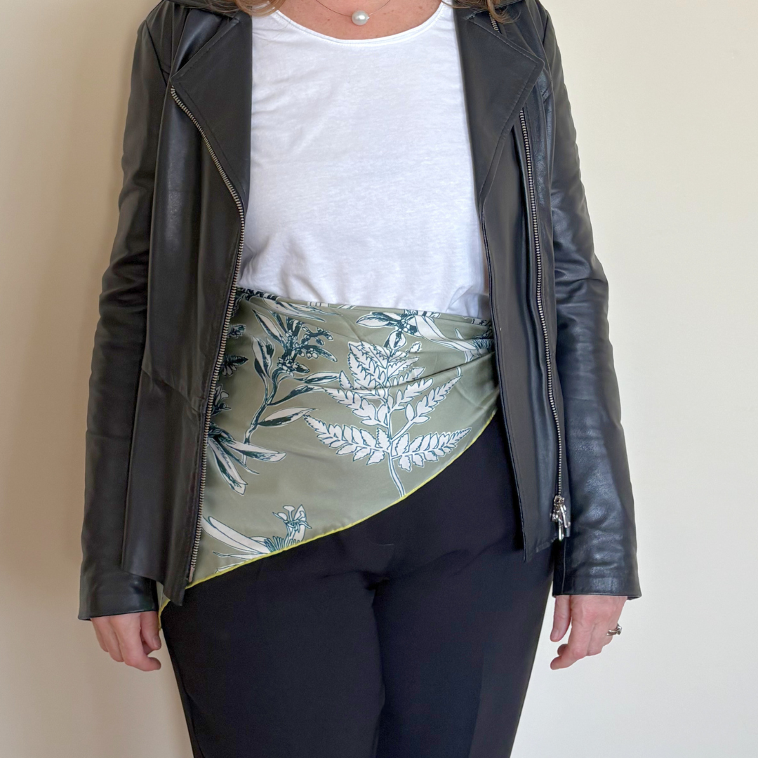 Triangular silk twill scarf