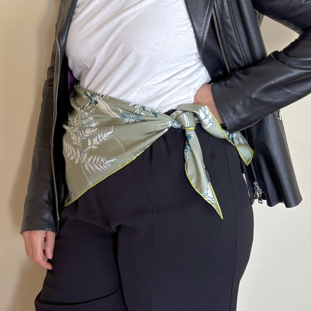 Triangular silk twill scarf