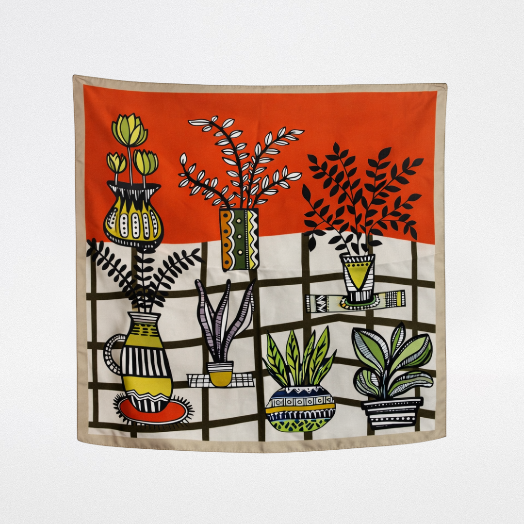 Mini foulard di seta Piante