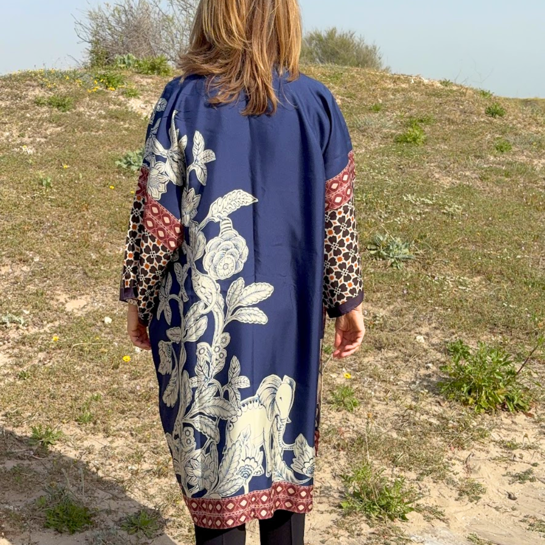 Kimono seta fiori e foglie