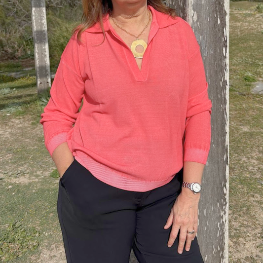 Striped polo jumper