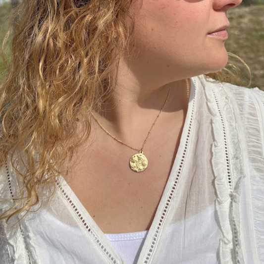Sun and Moon medal necklace