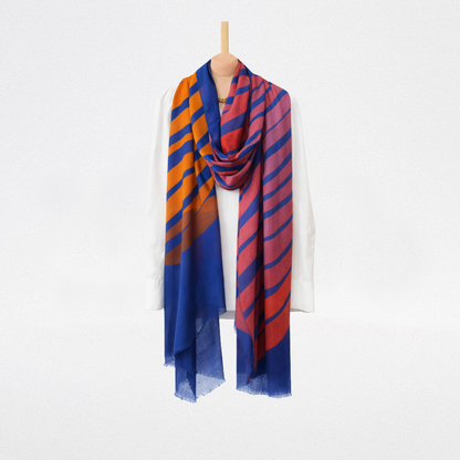 Fular de lana Azulón con Hojas