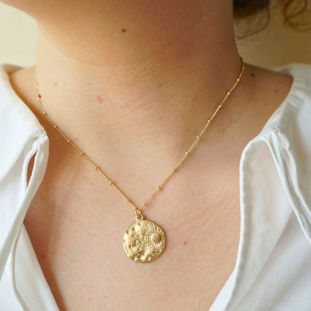 Sun and Moon medal necklace