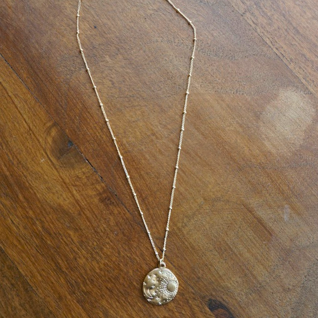 Sun and Moon medal necklace