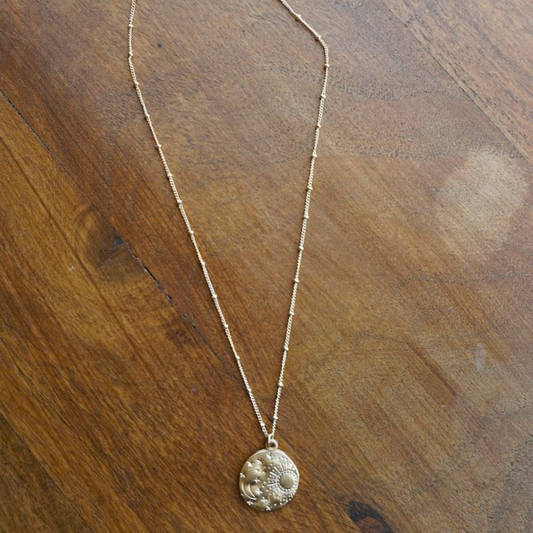 Sun and Moon medal necklace