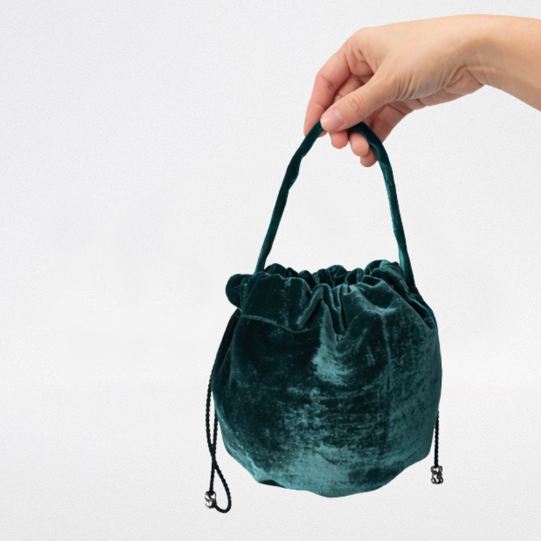 Borsetta da sera in velluto verde bosco