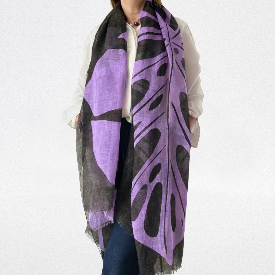 Sciarpa in lino Monstera