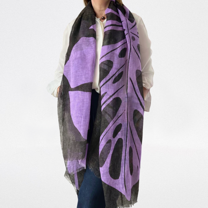 Sciarpa in lino Monstera