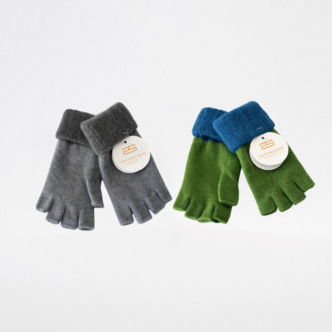 Mezzi guanti lana e cashmere bicolore