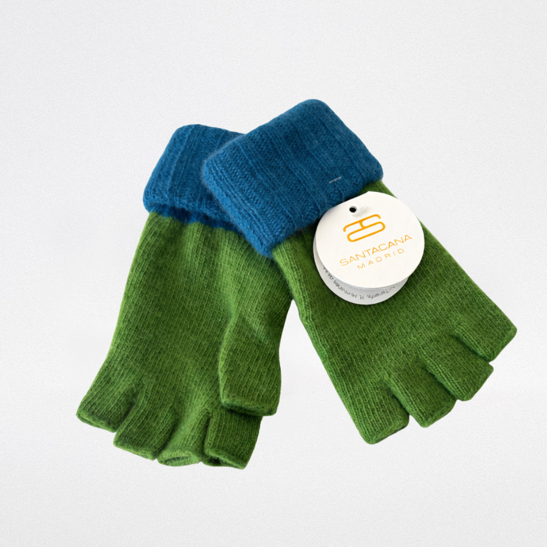 Mezzi guanti lana e cashmere bicolore