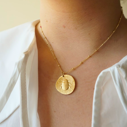 Beetle medallion necklace