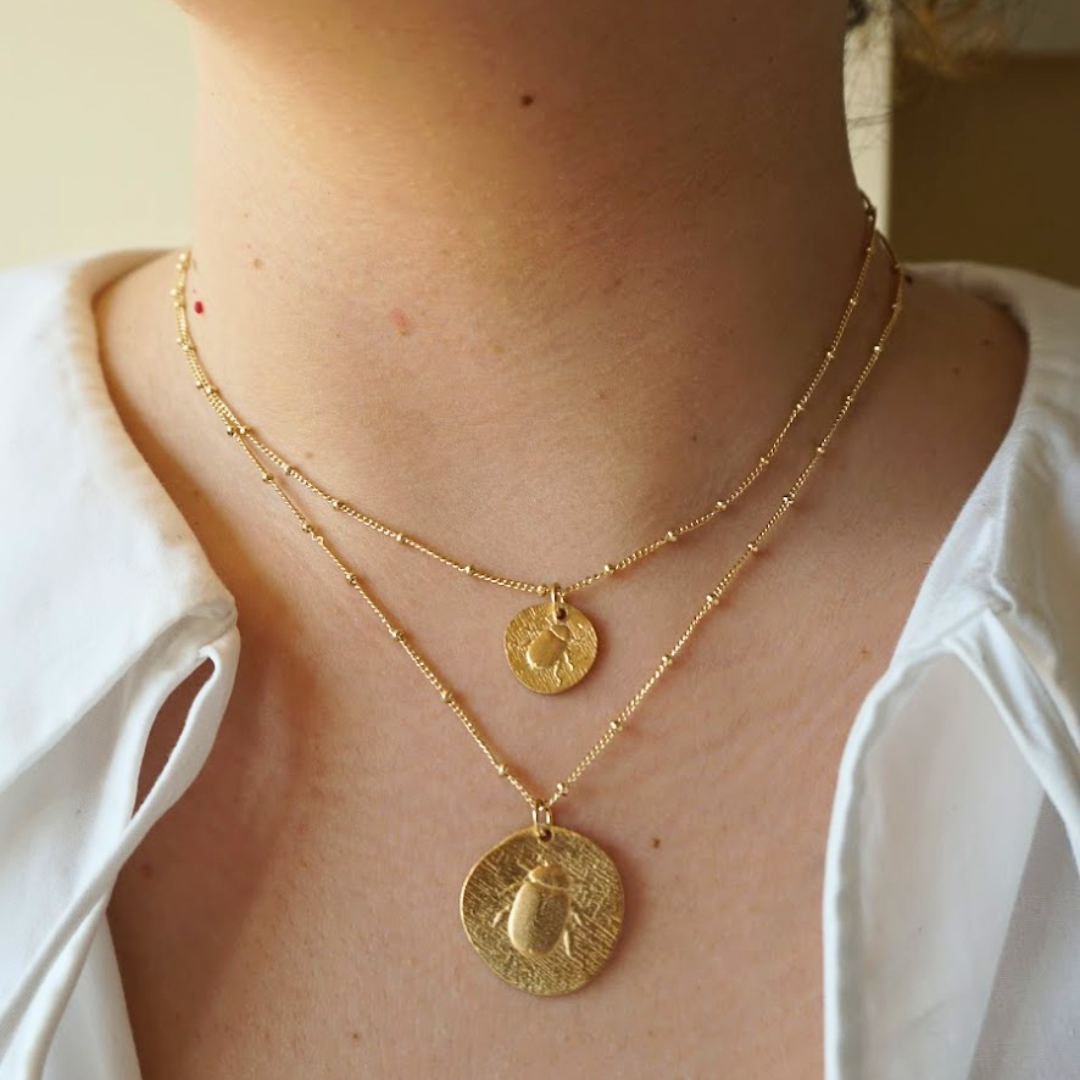 Beetle medallion necklace