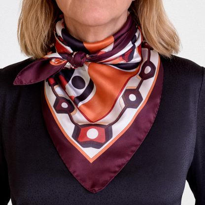 Pucci-style silk scarf with a geometric edge