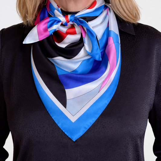 Turquoise Pucci-style silk scarf