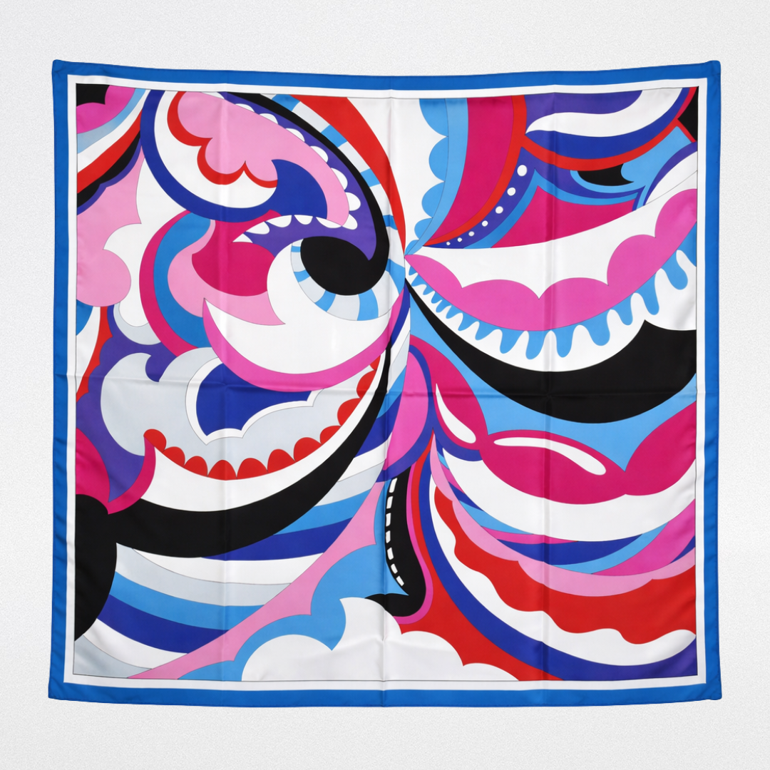 Turquoise Pucci-style silk scarf
