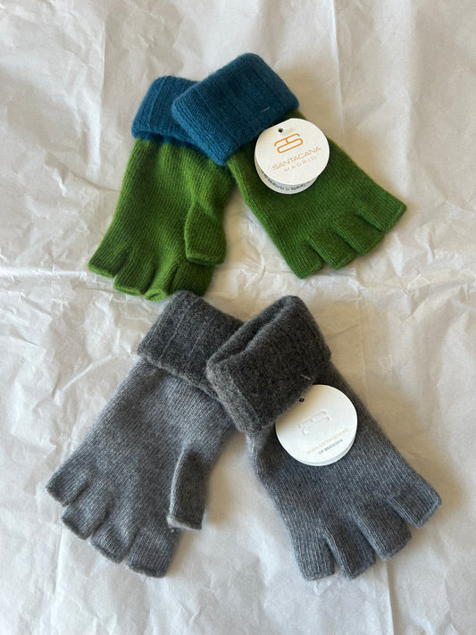 Fingerless two colours wool and cashmere gloves 