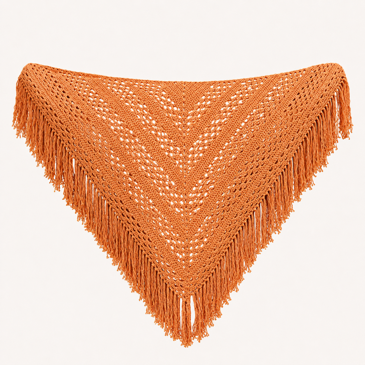 Mantón algodón con Flecos Melocotón