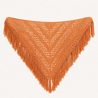 Mantón algodón con Flecos Melocotón