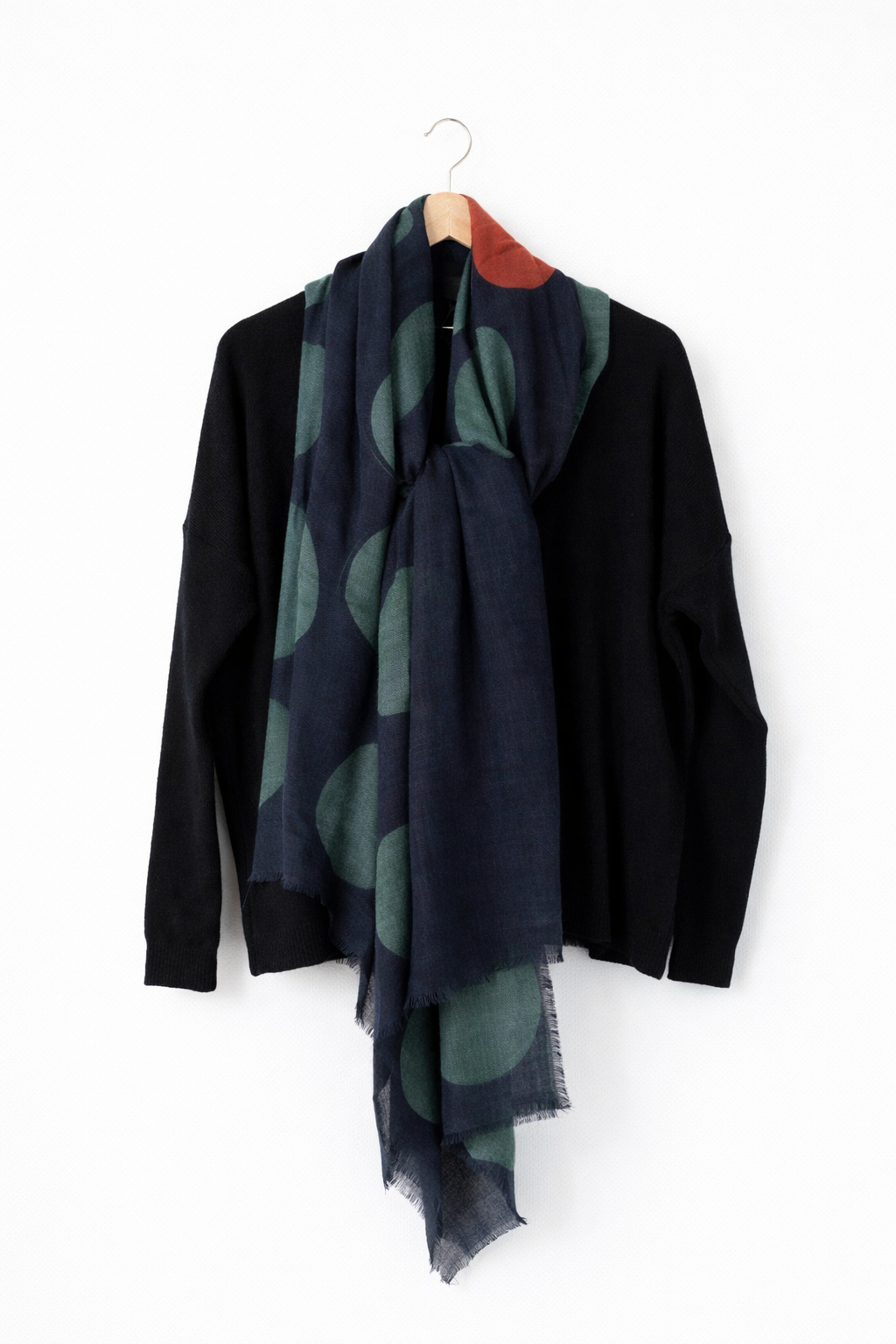 Maxi Wool Scarf Polka Dots