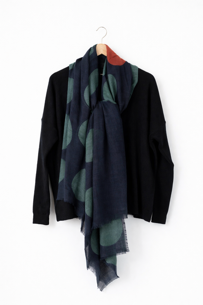Maxi Wool Scarf Polka Dots