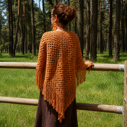 Mantón algodón con Flecos Melocotón