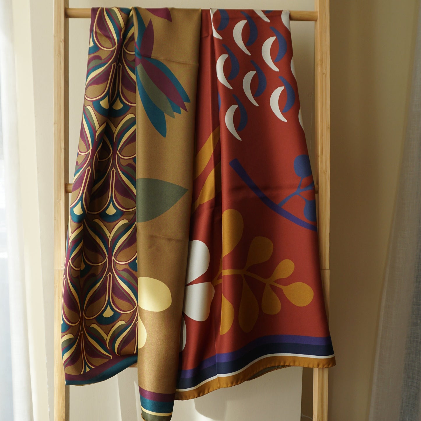 Maxi pañuelo seda doble estampa Flores diferentes colores