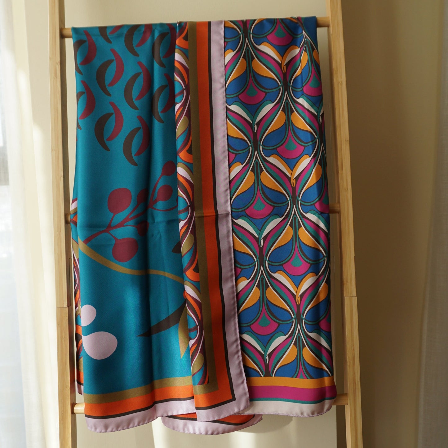 Maxi pañuelo seda doble estampa Flores diferentes colores