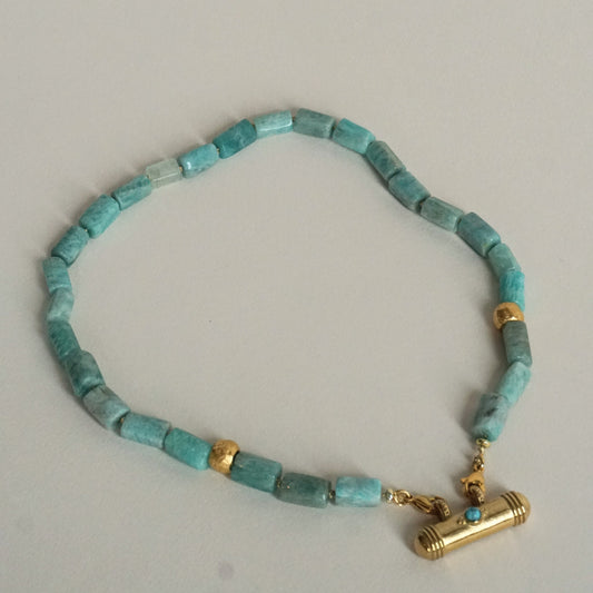Collana di amazzonite con pezzo turchese