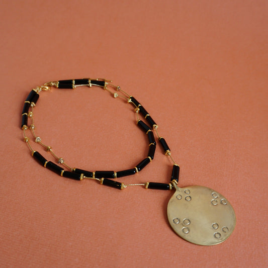 Collana doppia in tormalina con cerchio 