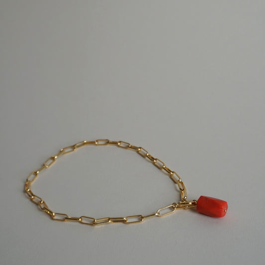 Collar eslabones y coral naranja