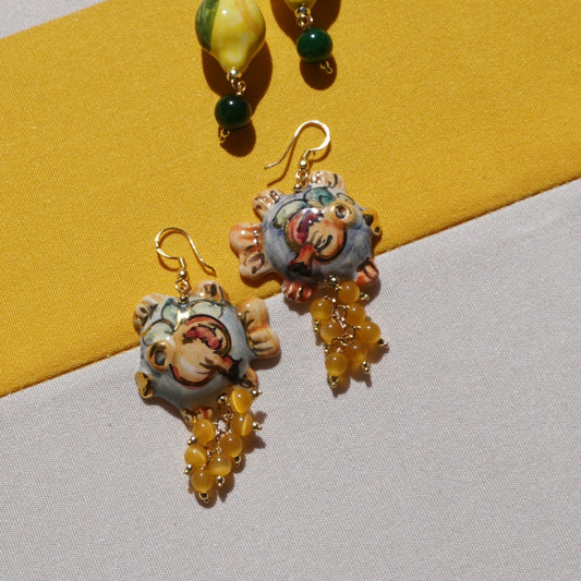 Pendientes de Peces y colgante de piedras