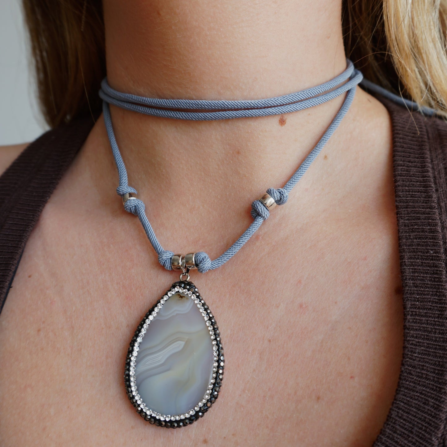 Collana lunga Goccia di Agata