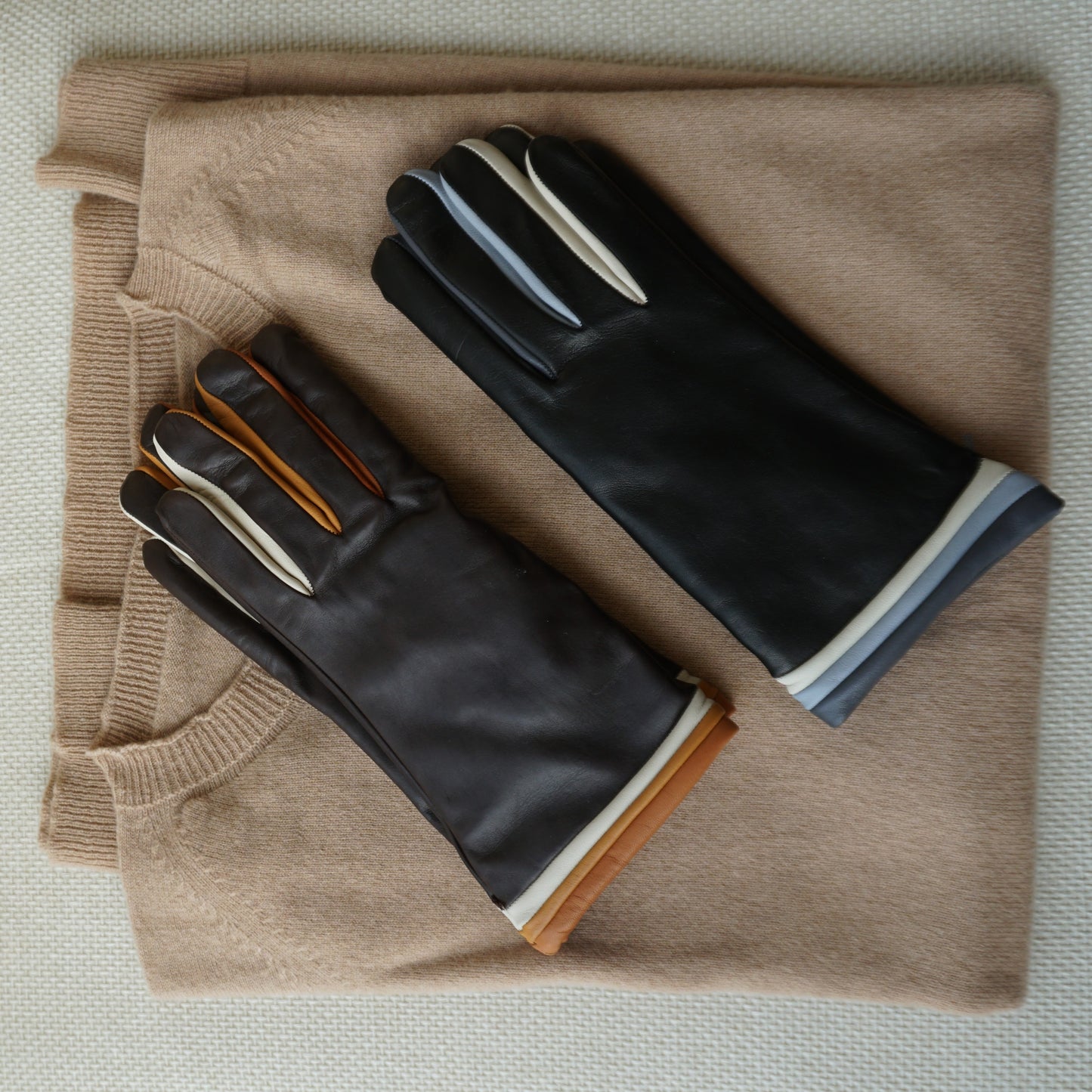 Guante de piel triple borde