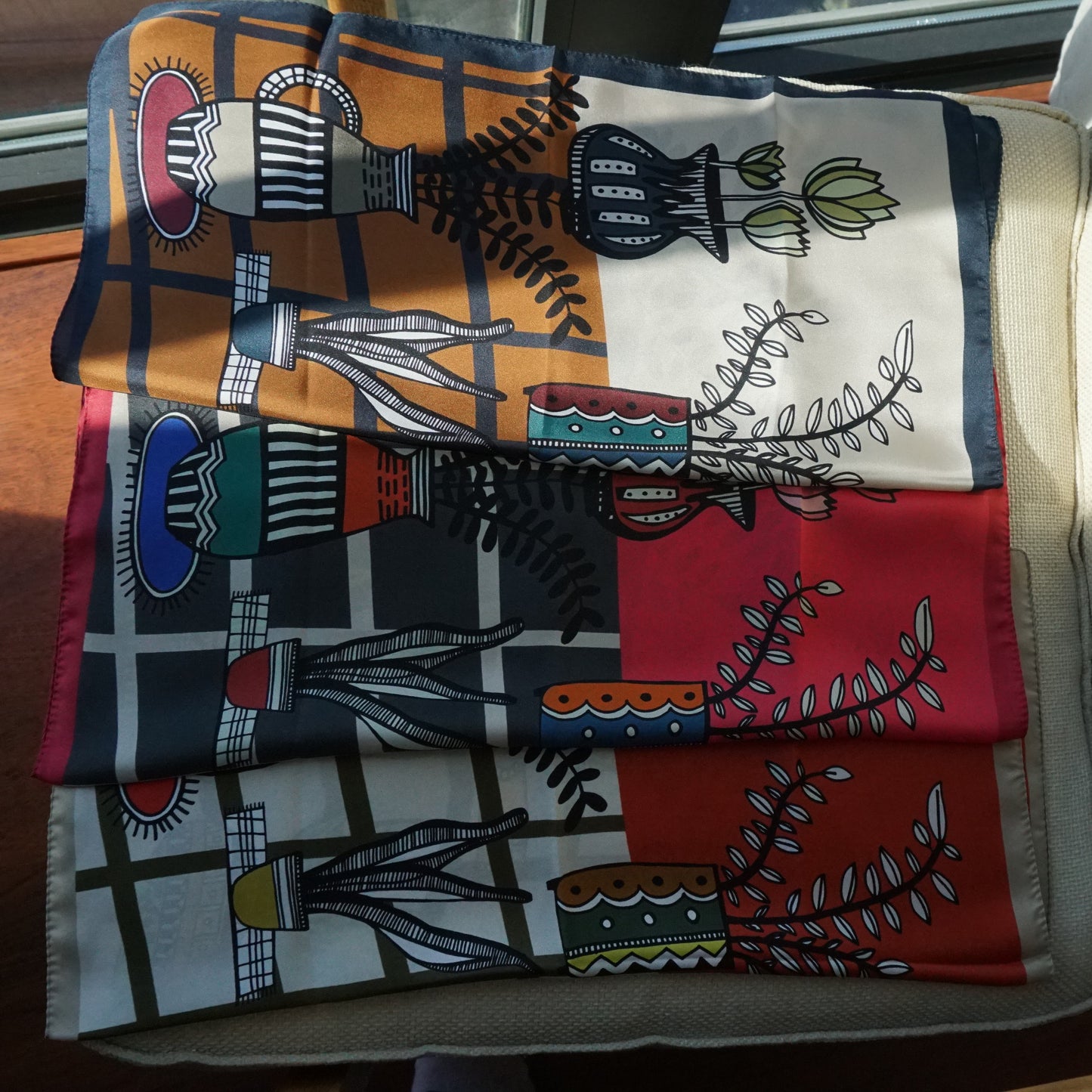 Mini foulard di seta Piante